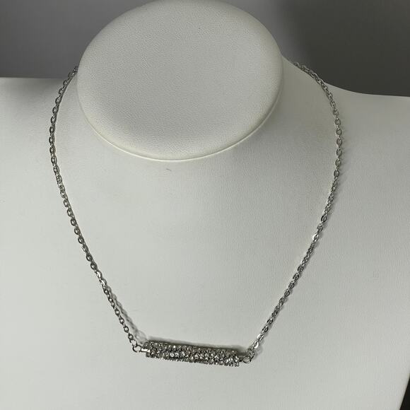 necklace matching earrings costume jewelry silver tone chain link barrel pendant - Picture 10 of 12